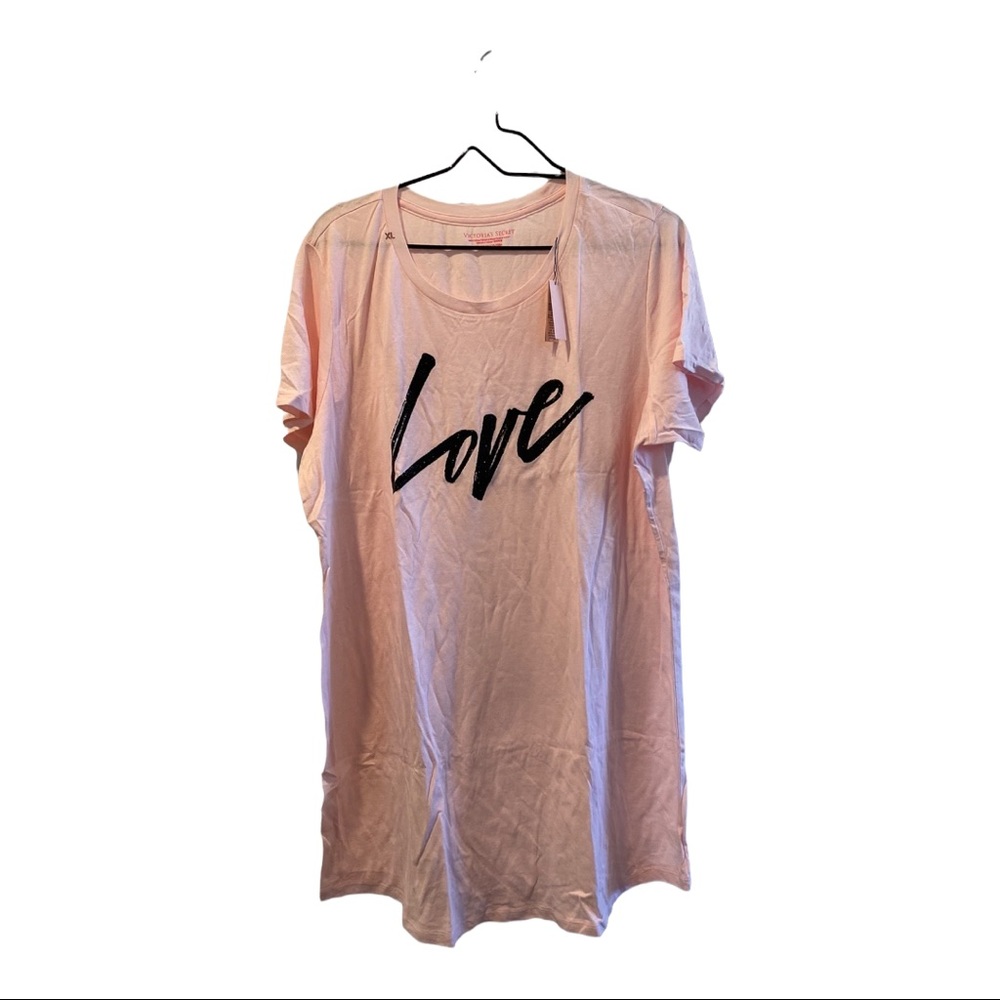 🆕 VICTORIA’S SECRET  💖 LOVE Sparkle graphic Sleep Tee Shirt Gown NWT